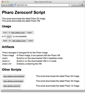 Figure 2.1: All the scripts are available at http://get.pharo.org.