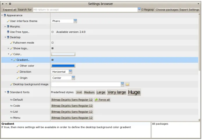 Figure 5.2: The Settings Browser.