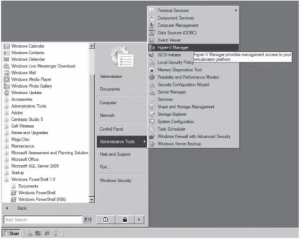 FIGURE 2-2  Launching Hyper-V Manager from the Start menu