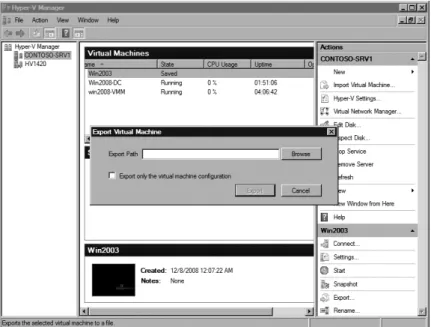 FIGURE 2-7  The Export Virtual Machine dialog box in Hyper-V Manager