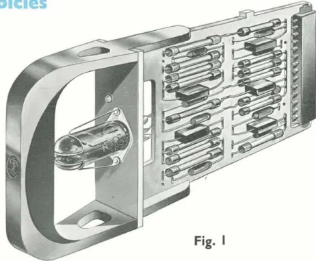 Fig.  2  shows  a  number  of  units  plugged  into  their  sockets  which  are  interconnected  by  a circuit  panel  em-  ploying printed  wiring techniques