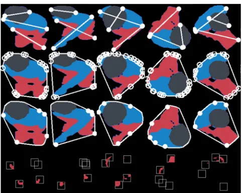 Figure 6. Preprocessing of the silhouettes for sitting, pointing, using phone, using tablet, reading paper (from left to right)