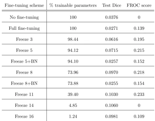 Table 2: Comparison od fine-tuning schemes.