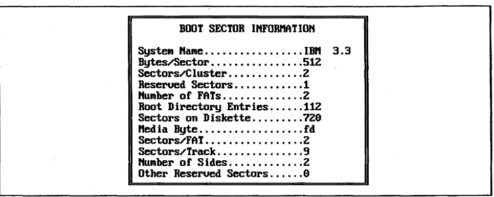 Figure 7: Scan [unction Boot Sector display. 