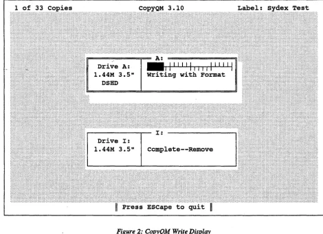 Figure 2: CopyQM Write Display 