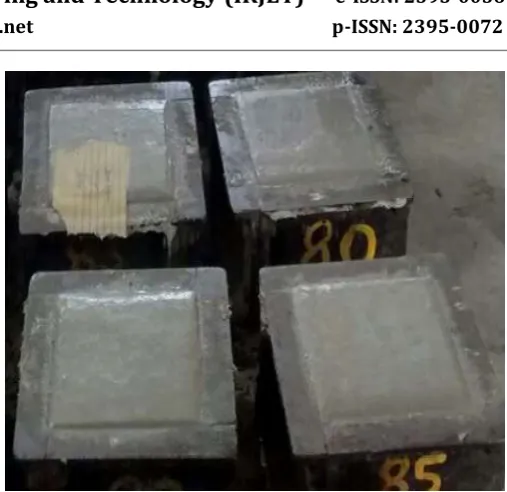 Fig. 2: Hardened concrete cubes inside the mould 