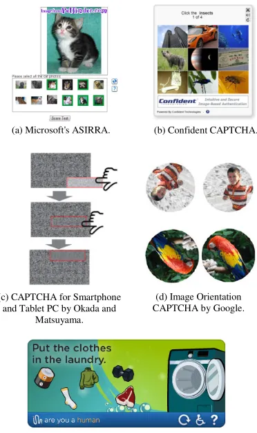 Figure 1: Alternative CAPTCHAs