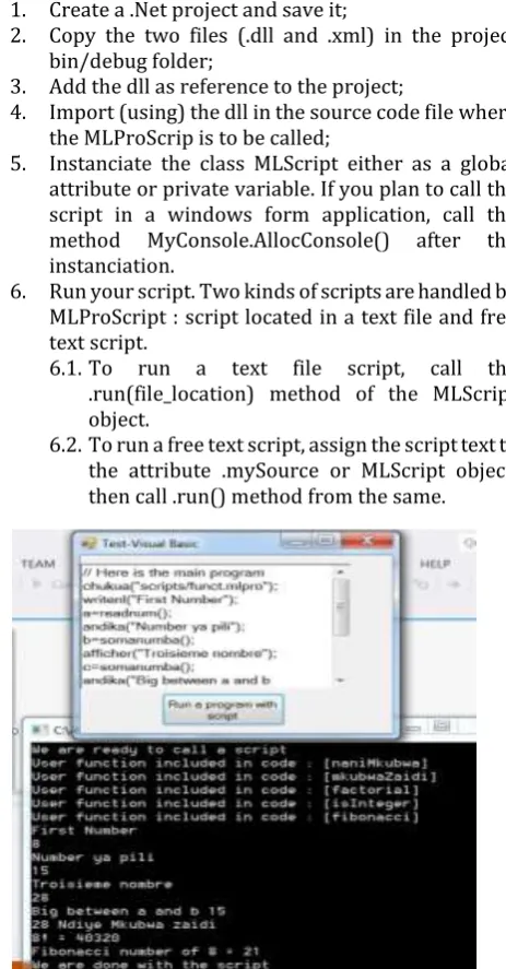Fig. 4: MLProScript Scripting test in Visual Basic 