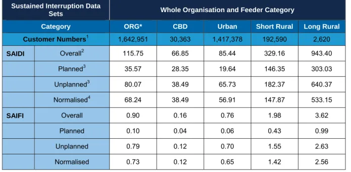 Table 4.2  Organisational Detailed Performance 2012/13   Sustained Interruption Data 