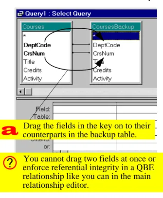 FIGURE 11.3: Create an ad hoc relationship  between the table and its backup.