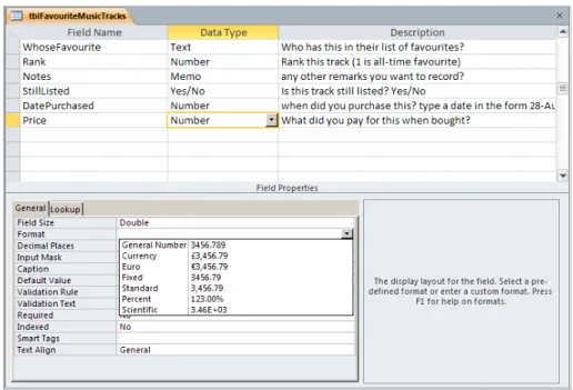 Figure 8 Setting the Number Format for a Field  5.3.2. Date Format 