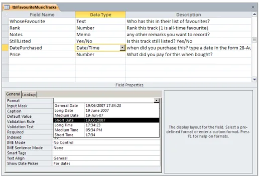 Figure 9 Setting the Date Format for a Field  5.3.3. Field Size 