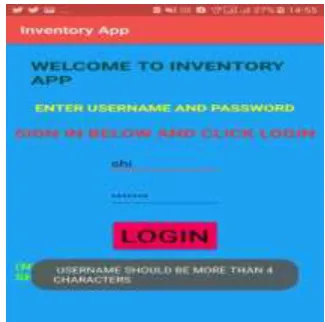 Fig 1: Home screen of Inventory App 