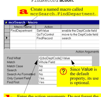 FIGURE 15.13: Fill in the arguments for the  FindRecord  action.