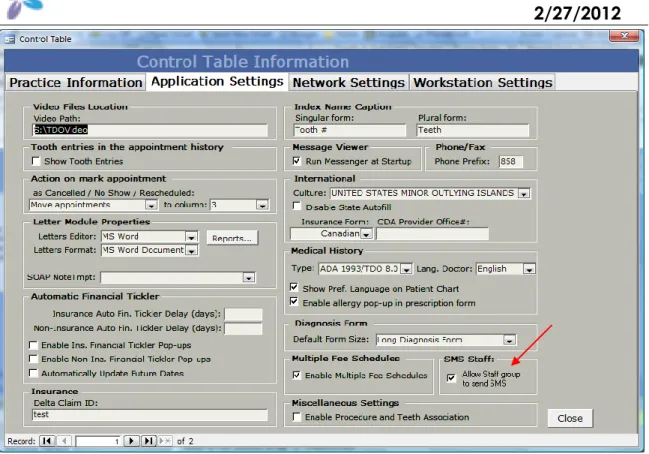 Figure 2 - Enabling TDO-SMS to staff members 