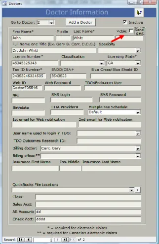 Figure 5 – Send SMS option in doctor‟s form 