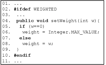 Figure 3: Part of the code of the added feature BELLMAN-FORDwith the realisation of a feature dependency.