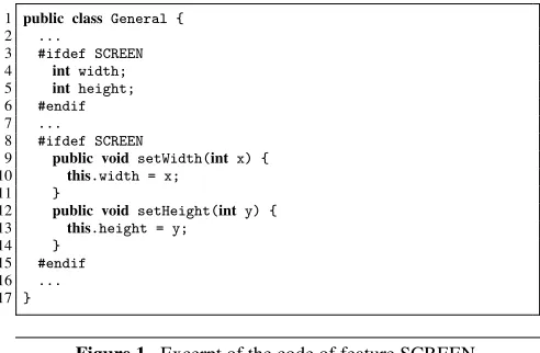Figure 1. Excerpt of the code of feature SCREEN.