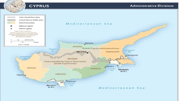 Figure 5. Cyprus map – administrative divisions (CIA, 2017) 