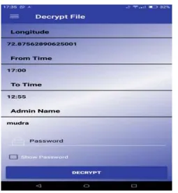 Fig. Key to be entered by the user received via mail to decrypt the file. 