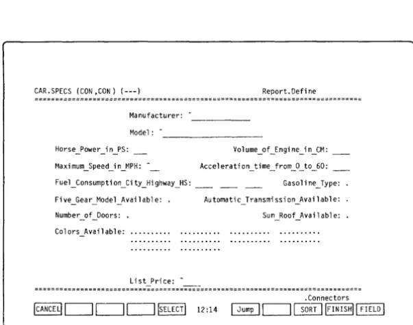 Fig. 111-10 - The report format line. Note the carets (). 