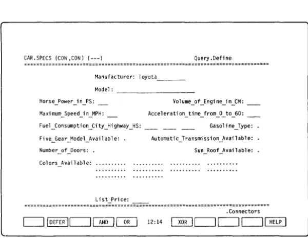 Fig. 111-6 - The QUERY connectors displayed on the soft key line. 