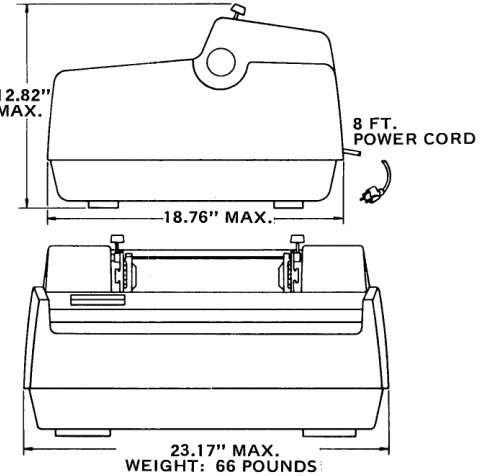 Figure 2-1. PRINTER DIMENSIONS 