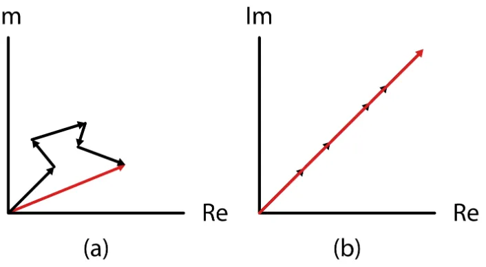 Figure 1.11: Phasor diagram illustrating the interference of diﬀerent modes ina speckle pattern