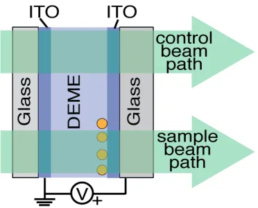 Figure 3.1: Geometry of electrochemical cell with 60-nm-diameter AuNPs on thebottom electrode