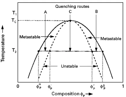 Figure 3Schematic diagram of a binary polymer-solvent sys-tem with an upper critical solution temperature (UCST).