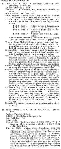 Table of Type Contents and Course Outline (24 pages) or Mode: Multiple-choice branching, using push but-ton to select one of several alternatives, causing cor-