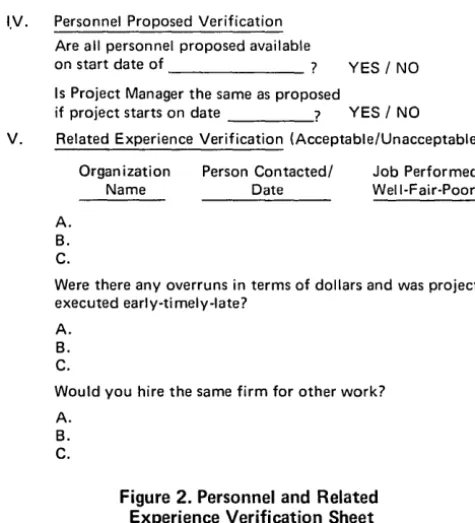 Figure 2. Personnel and Related Experience Verification Sheet 