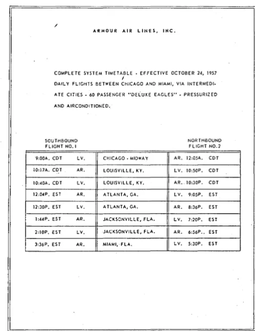 Figure 1. imaginary The complete system timetable published by an air line, "Armour Air lines, Inc." 