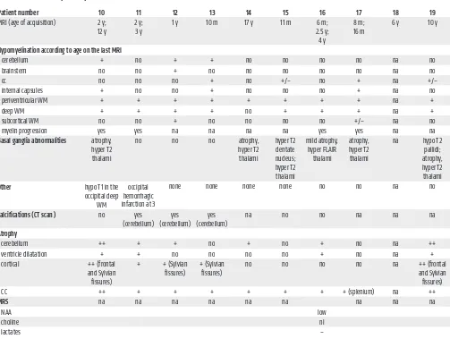 Table 5. MRI descriptions patients 10-19