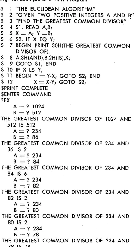 Fig. 10. Example of a TINT Program 