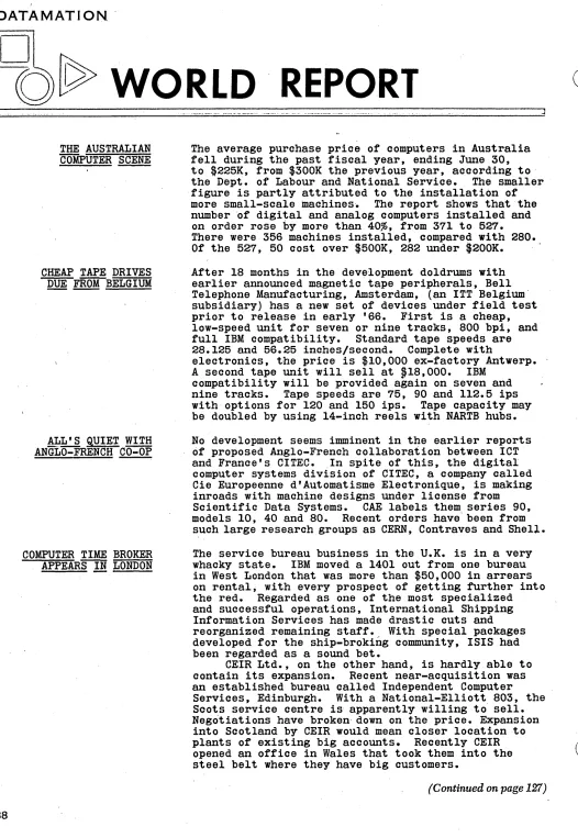 figure is more partly attributed to the installation of small-scale machines~ The report shows that the number 'of digital and analog computers installed and 