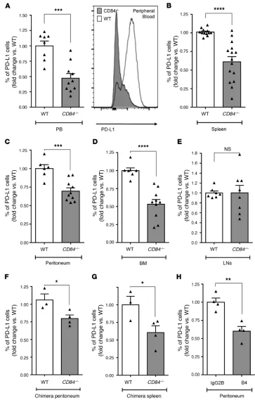 Figure 3. Decreased PD-L1 expression in vivo on Eμthe second day, were treated i.v. with 1  mg/kg body weight B4 or isotype control antibodies