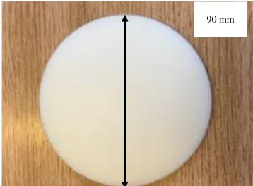 Figure 6. Photo of the 90 mm diameter, 10 mm thick (maximum) 3D printed dielectric lens.