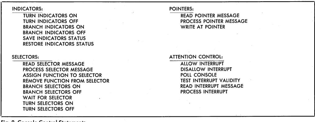 Fig. 8. Console Control Statements 