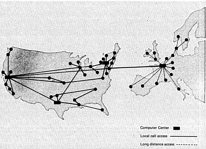 Fig. 1. Tymshare's international remote computing network. 