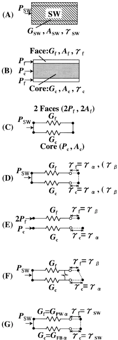 Fig. 8. Models of shear section of SW. Diagrams of the composite body(A) and elements (B)