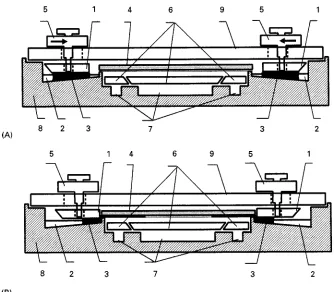 Figure 2Cross-section of the horizontal DS chamber (Chromdes) (A) before and (B) during development from two opposite edges ofthe plate