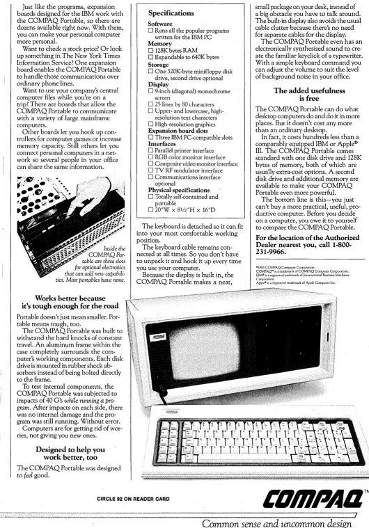 table COMPAQPor-are three slots optional electronics 