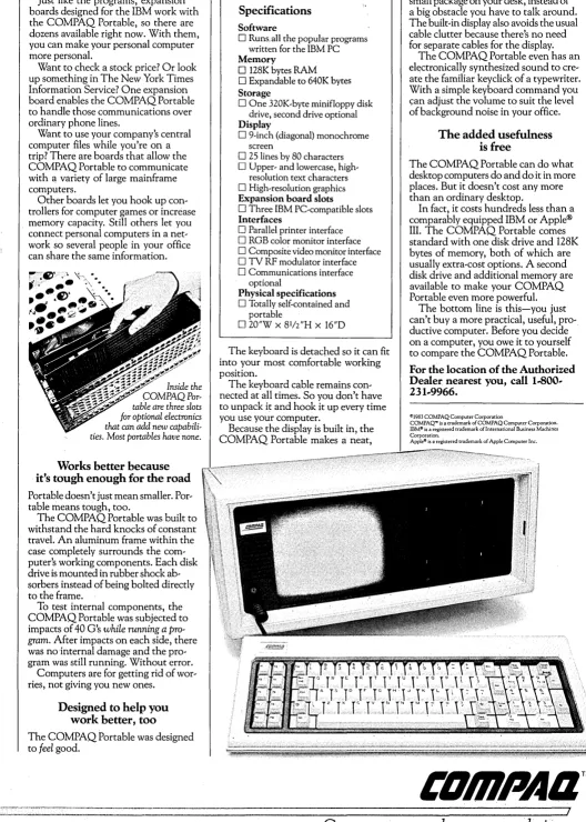 table COMPAQPor-are three slots optional electronics 