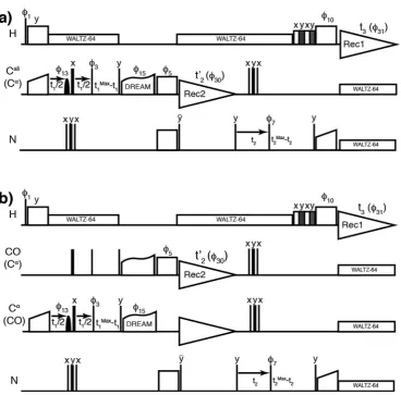 Fig. 2a shows a pulse sequence for a [2D, 3D] hC[C, NH] experiment