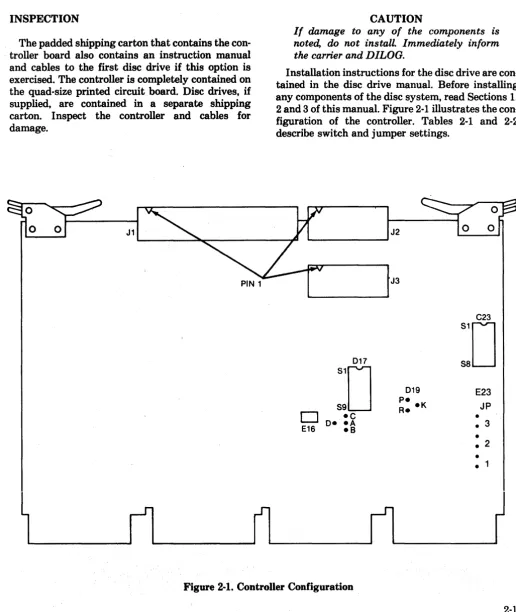 figuration of the controller. Tables describe switch and jumper settings. 