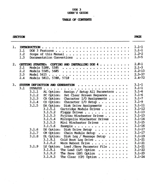TABLE OF CXIftERl'S 