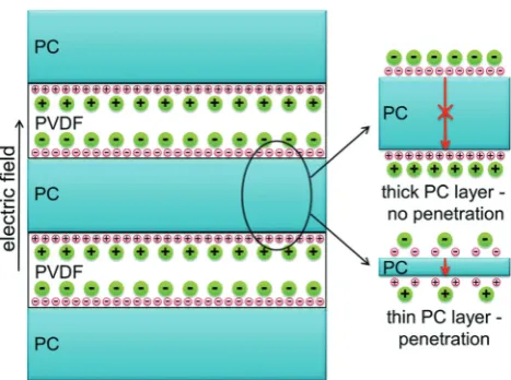 Fig. 26(a) Schematic and (b) cross-section SEM image of bilayer hetero-structure BaTiO3/P(VDF–CTFE)–polyimide (PI) nanocomposite