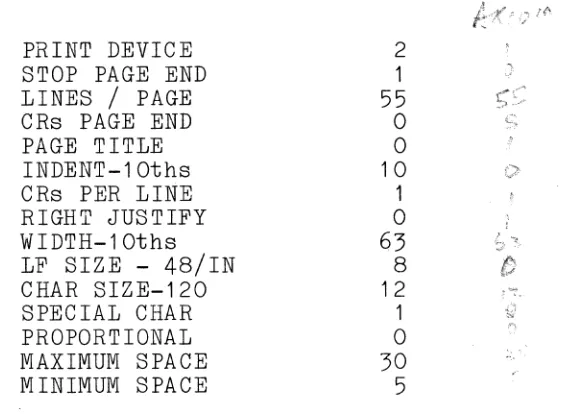 Figure 2, The Y Table with Default Values 