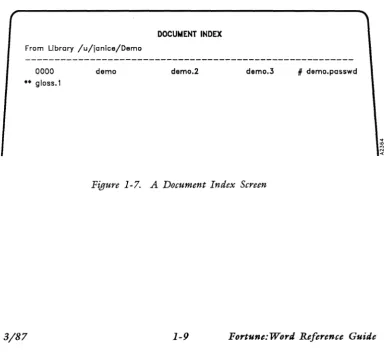 Figure 1-7. A Document Index Screen 